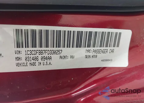 2015 Dodge Dart Sxt z USA, uszkodzony, nr VIN 1C3CDFBB7FD330257